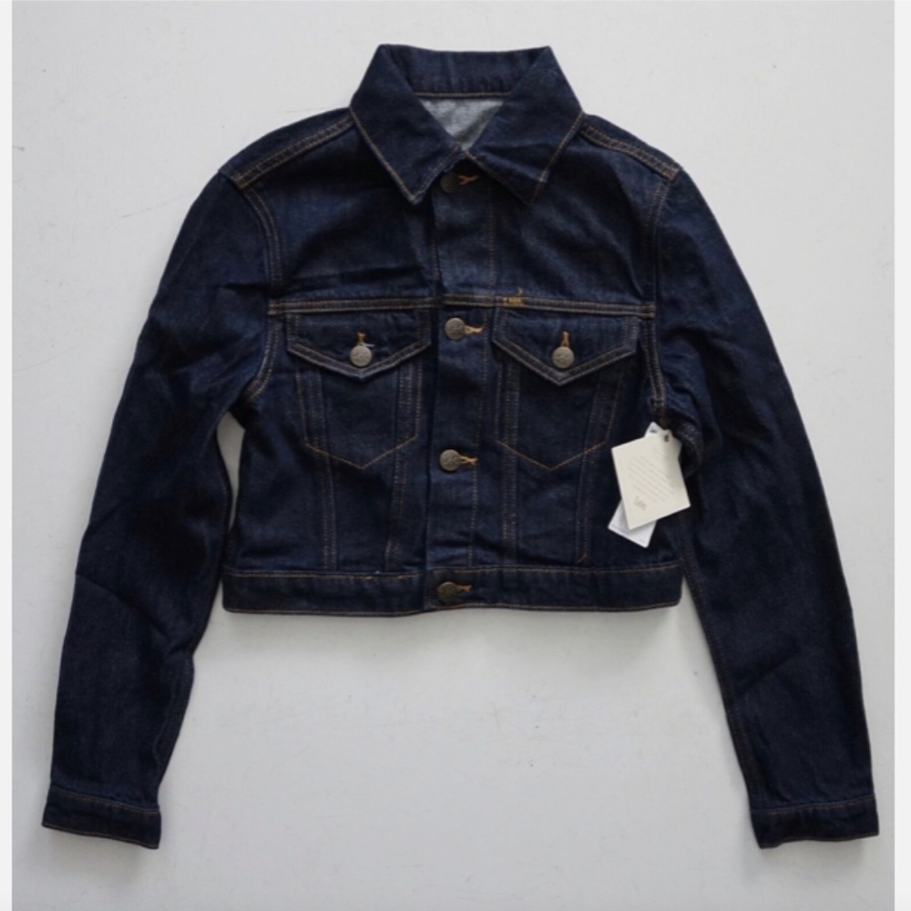 Lee Vintage Modern Nwt 3535872 Retro Rinse Dark Blue Cropped Trucker Jacket